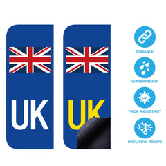 Pair of European Road Legal UK Car Number Plate Vinyl Stickers for Replace GB Stickers after BREXIT