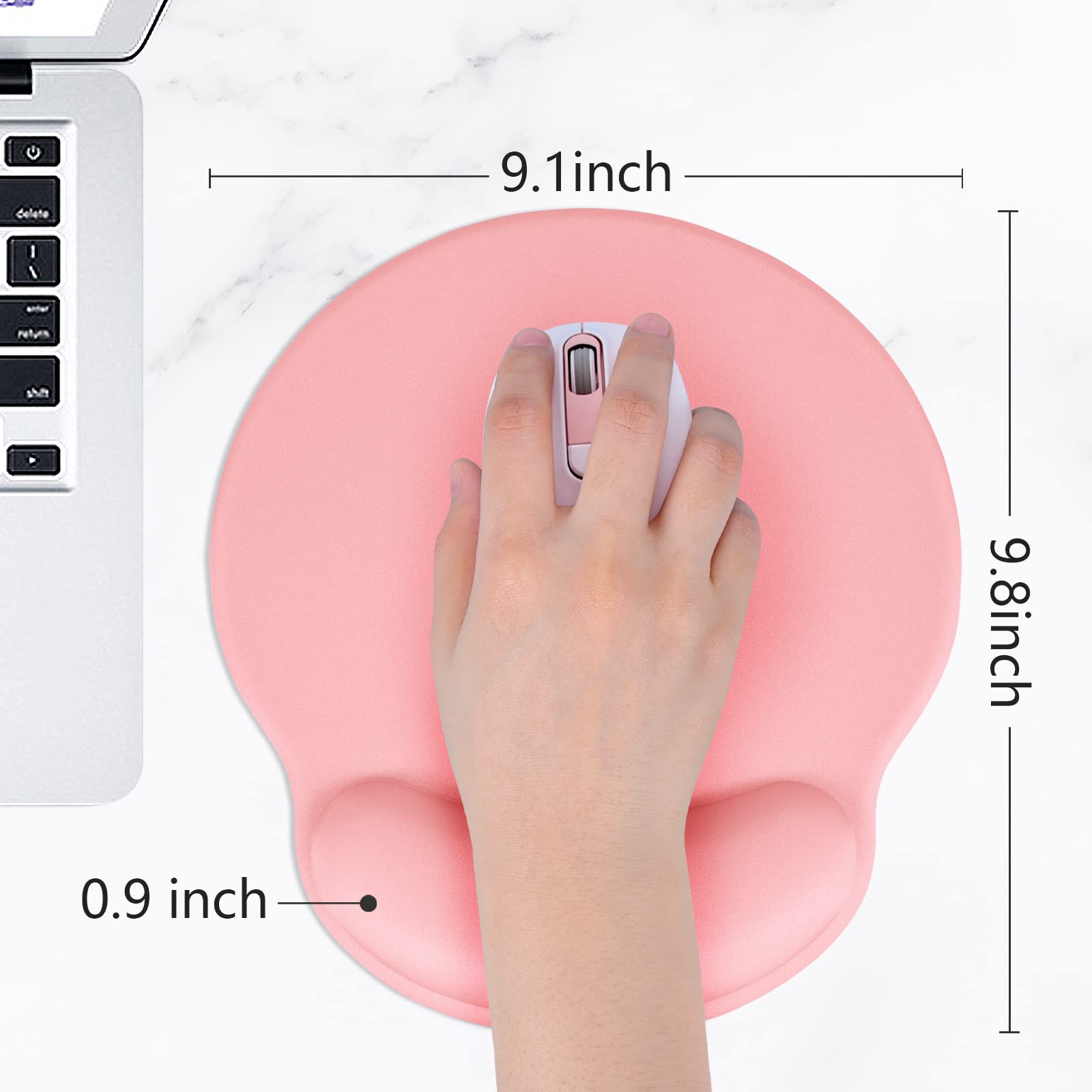 Hsurbtra Ergonomic Mouse Pad with Wrist Rest Support, Gel Mouse Pads with Non-Slip PU Base, Pain Relief Memory Foam Mousepad for Laptop PC, Cute Office Supplies Desk Decro Accessories Rose Gold