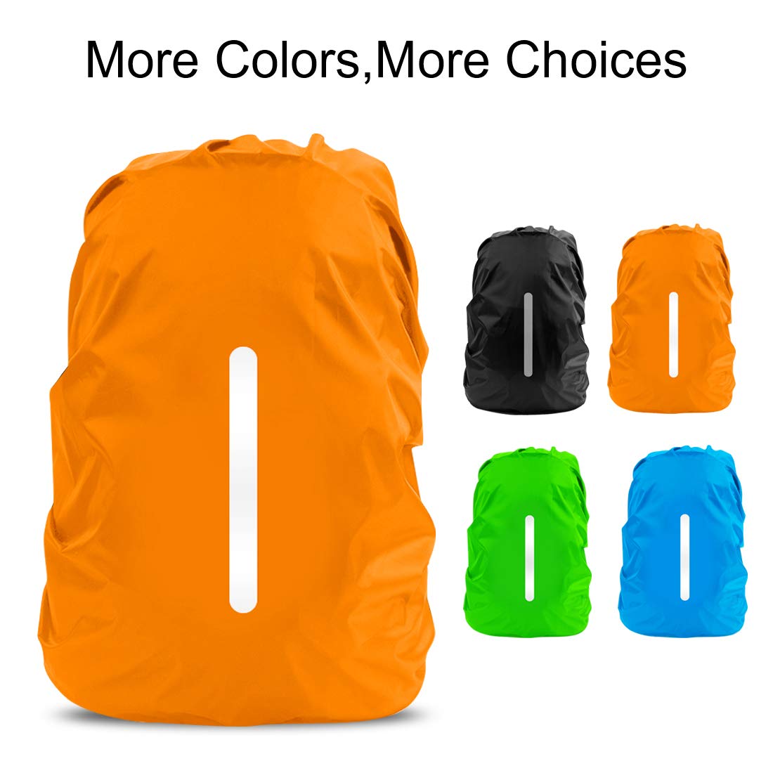 Lively Life Waterproof Backpack Rain Cover, Reflective Rucksack Cover [2pcs L 41-55L] Waterproof Snowproof Backpack Rain Cover for Hiking Camping Cycling Orange Black