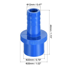 sourcing map PVC Pipe Fitting 12mm Barbed x 20mm OD Spigot Straight Tube Adapter Hose Quick Connector, Blue