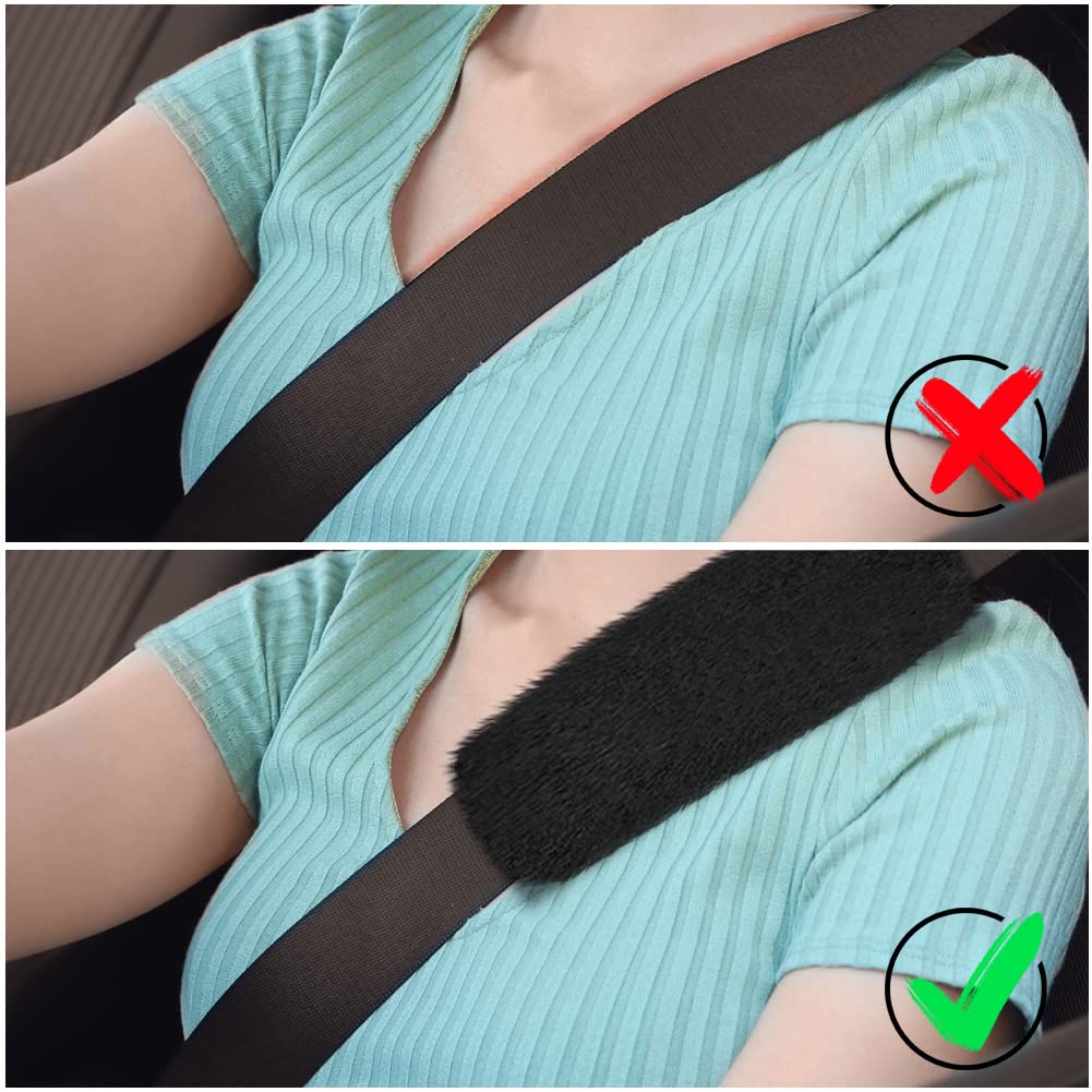 AOMIG Soft Car Seat Belt Pad Cover, 2 Pack Universal Car Safety Seat Belt Strap Shoulder Pad for Adults Kids Women & Men, Seatbelt Protector Cover Pads for Sedan SUV Trucks