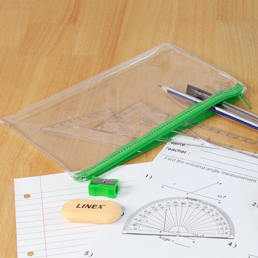 Linex Clear Filled Pencil Case Exam Set, for Maths Students, Ruler, Protractor