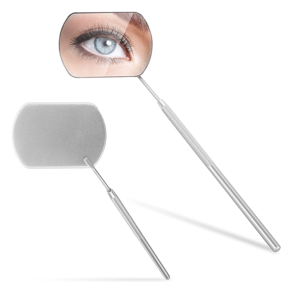 Sibba Square Lash Mirror Potable Eyelash Extensions Applicator Supplies 1 Piece Stainless Detachable False Eyelashes Mirror Multi-functional Mouth Examination Mirror Eye Make-up Tools (1 PC Silver)