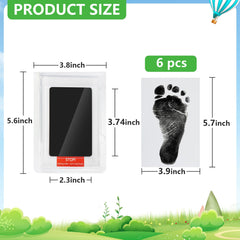 WHEELIO Baby Hand and Footprint Kit, Inkless Hand and Footprint kit with 3 Ink Pads and 6 Imprint Cards, Paw Print Kits for Dogs, Cat - Black