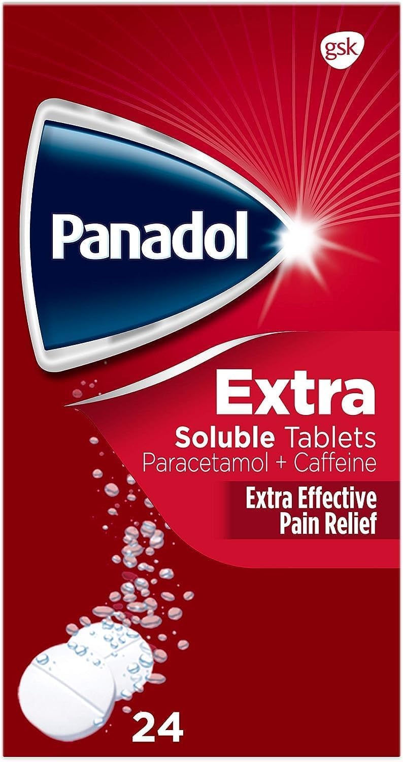 Panadol Paracetamol Tablets Pain Relief Extra Soluble, 500 mg, 57 g, 24-Count