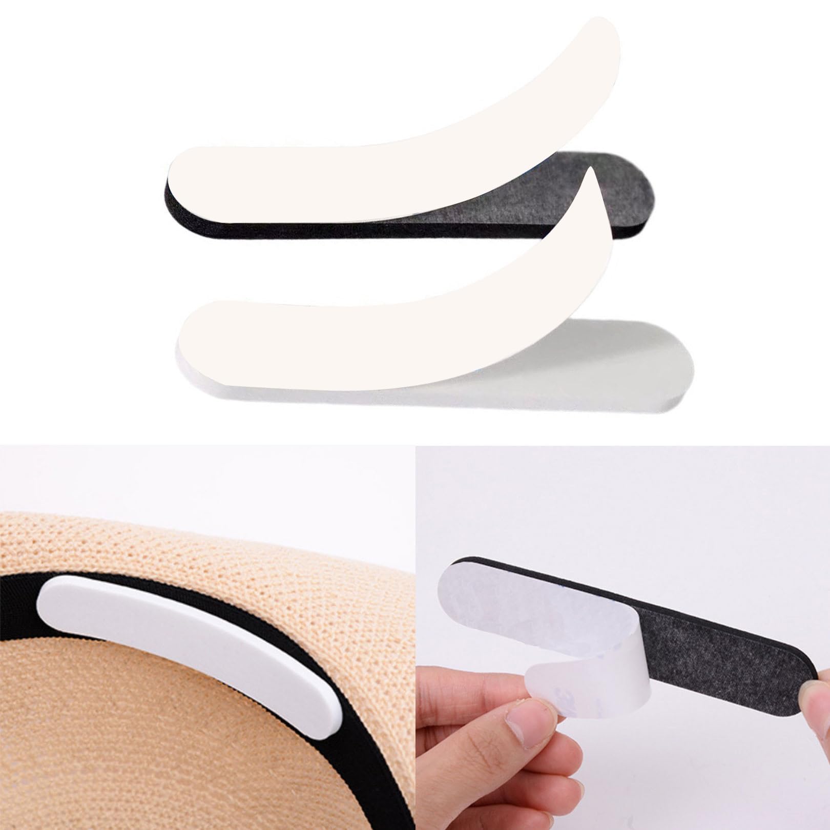 10pcs Hat Reducer Felt Cap Size Reducer Tape,Hat Size Tape Hat Size Reducer Foam Reducing Tape Self Adhesive Sweat Breathable for Hats Caps Sweatband,Baseball Caps(11 * 2cm,Black&White)