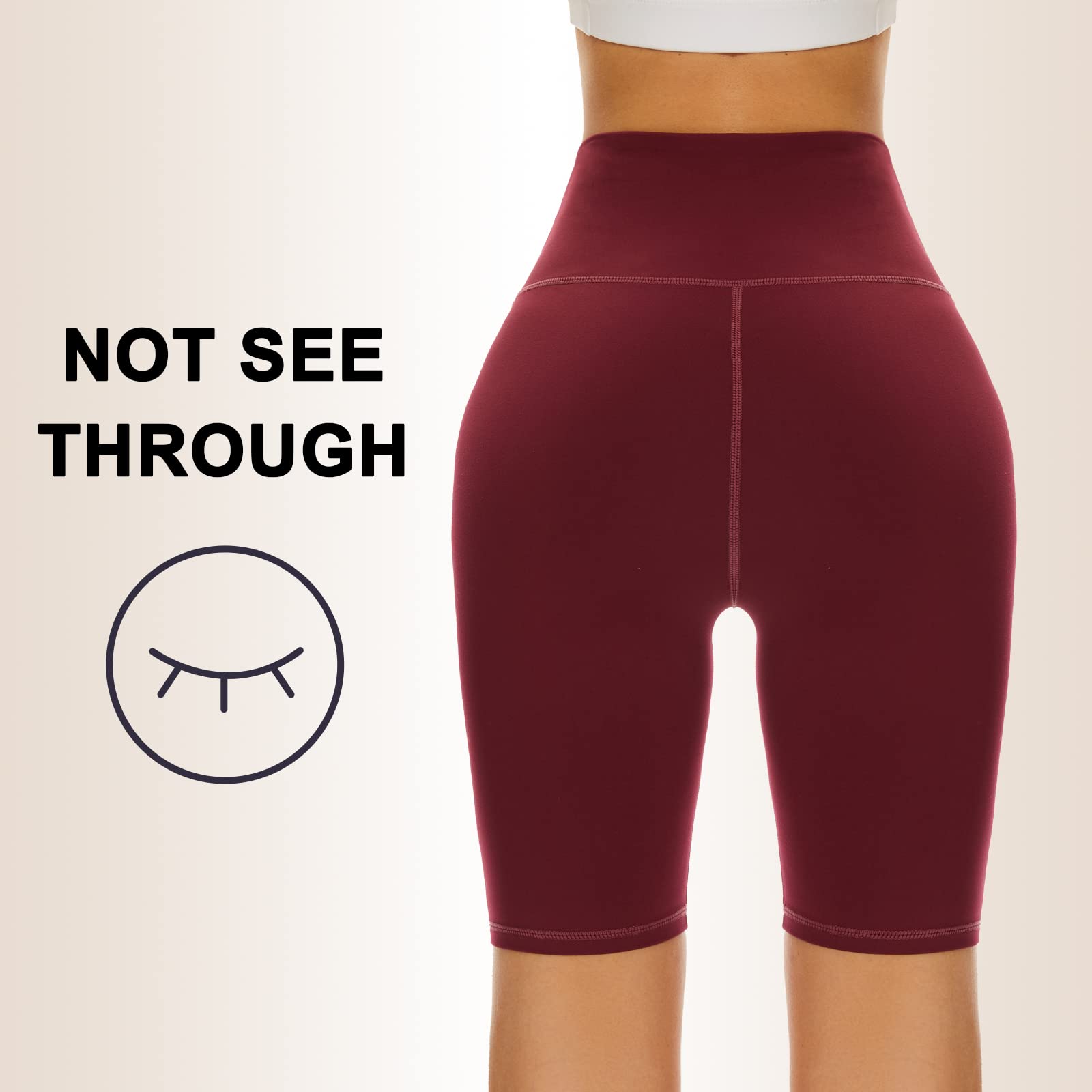 SIMIYA Yoga Shorts Womens Cycling Shorts High Waist Super Soft Comfort Slim Biker Shorts Leggings Stretch Running Shorts for Gym Workout (Wine M)