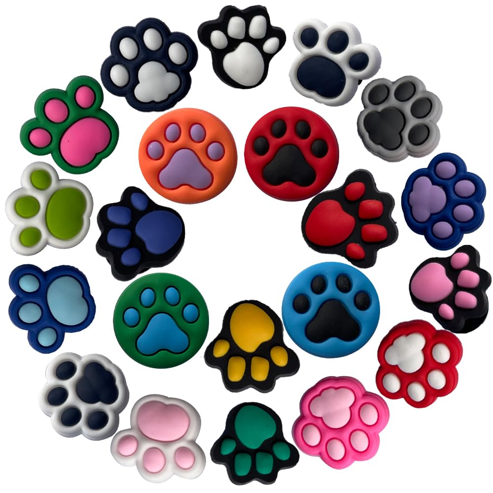 21pcs Dog&cat Paw Shoe Charm for croc,Paw Shoe Decoration Charms for Clog Sandals Birthday Party Gift