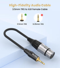 tisino XLR to 3.5mm Balanced Cable Adapter, Gold-Plated XLR Female to 1/8 inch Mini Jack Aux Mono Audio Cord for Shotgun or Condenser Microphones - 30cm