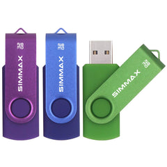 SIMMAX 32GB USB Flash Drives 3 Pack 32GB Memory Stick Swivel Design Thumb Drive USB Stick (32GB Purple Blue Green)