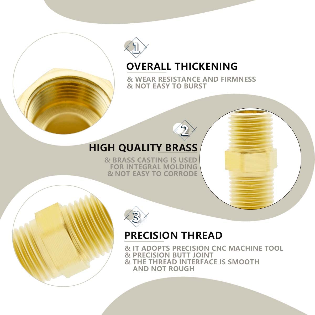 Bwintech 2 Pcs 1/4 inches Female to 1/4 inches Female BSP Thread Brass Hex Coupling Connector for Pipe Connecting Conversion