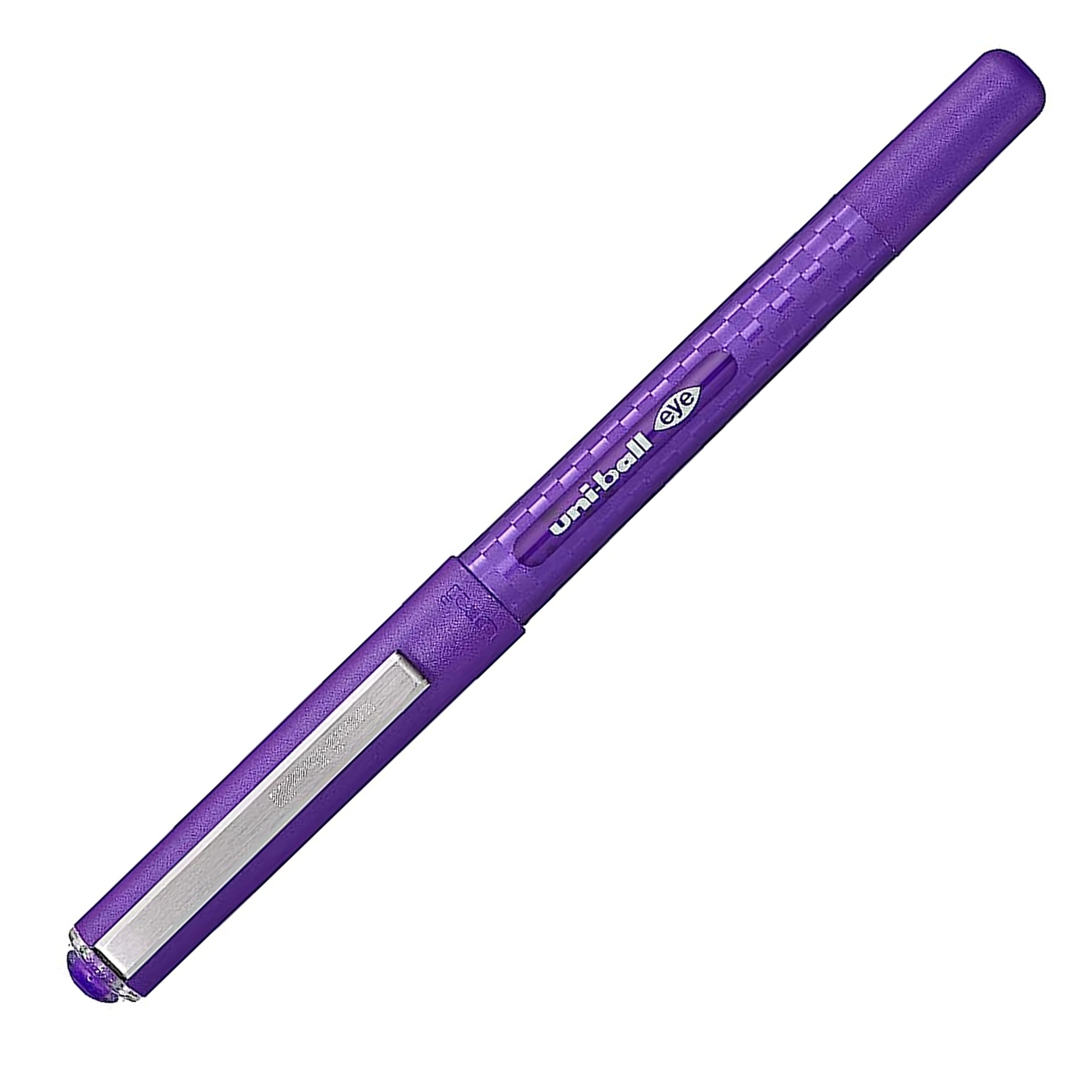 Uni Ball Eye Purple Case Rollerball Pen, 0.7 mm Fine Tip, Line Width 0.5 mm, for Quick Dry Series Ink Pigment UB-157D (3 Pack)