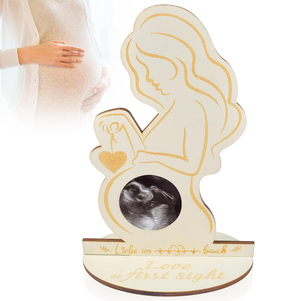 Newtic Pregnant Mum Bump Photo Ultrasound, Pregnant Picture Frame, Wooden Gifts, Picture Frame, Ultrasound Picture, Pregnant Baby, Display Keepsake, for Expectant Mother