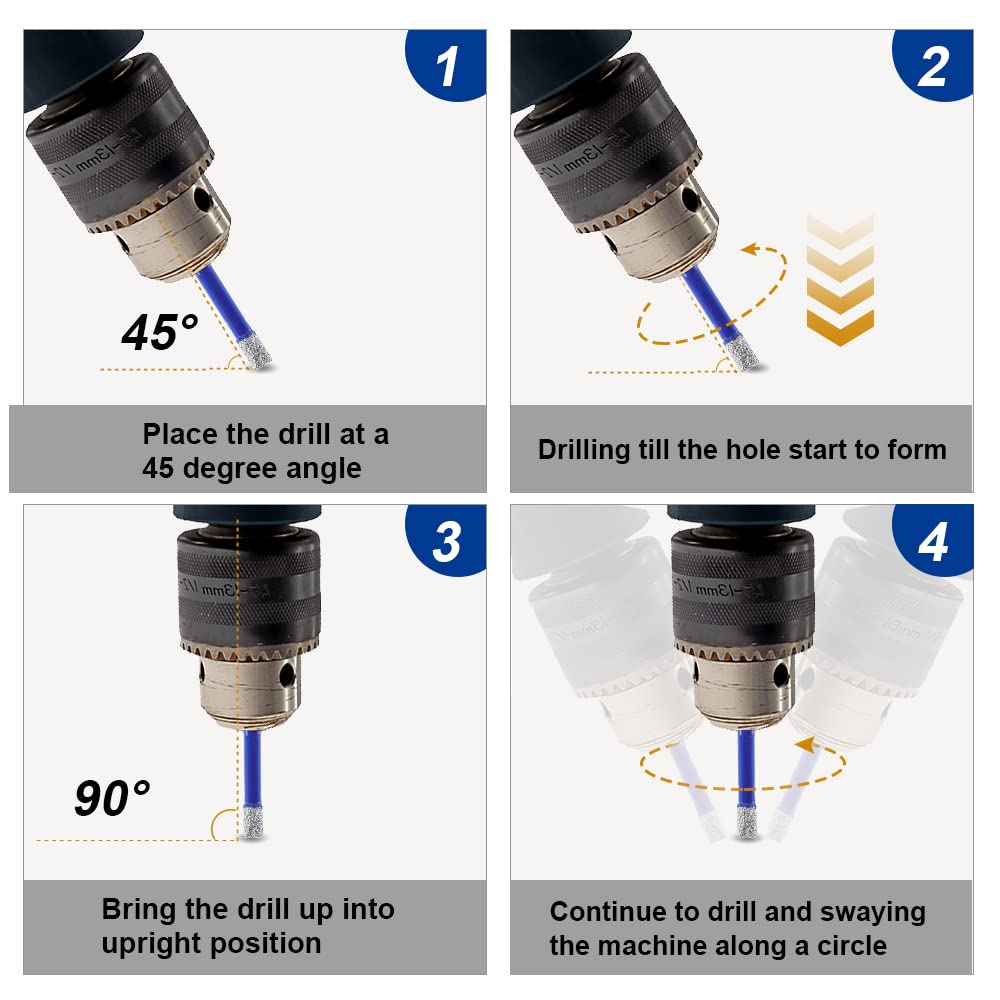 SHDIATOOL Diamond Drill Core Bits 5PC 6mm Triangle Shank Hole Saw for Porcelain Tile Marble Ceramic Granite