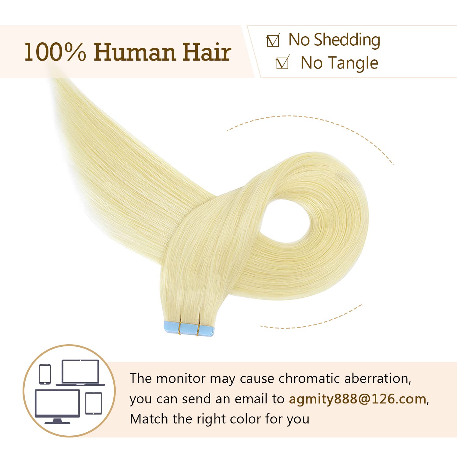 AGMITY Tape in Hair Extensions Real Human Hair Platinum Blonde Color 20 inches 20pcs 50g/pack Invisible Straight Seamless Remy Tape in Hair Extensions(20 inches #60 Platinum Blonde)