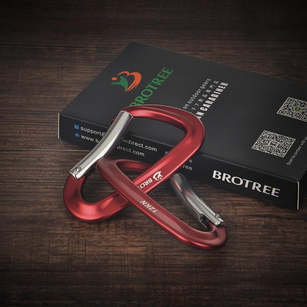 Brotree Locking Carabiner Clips 12KN (1200 kg) Heavy Duty Carabiners for Hammock, Camping, Hiking, Backpack and More (2 or 4 Packs)