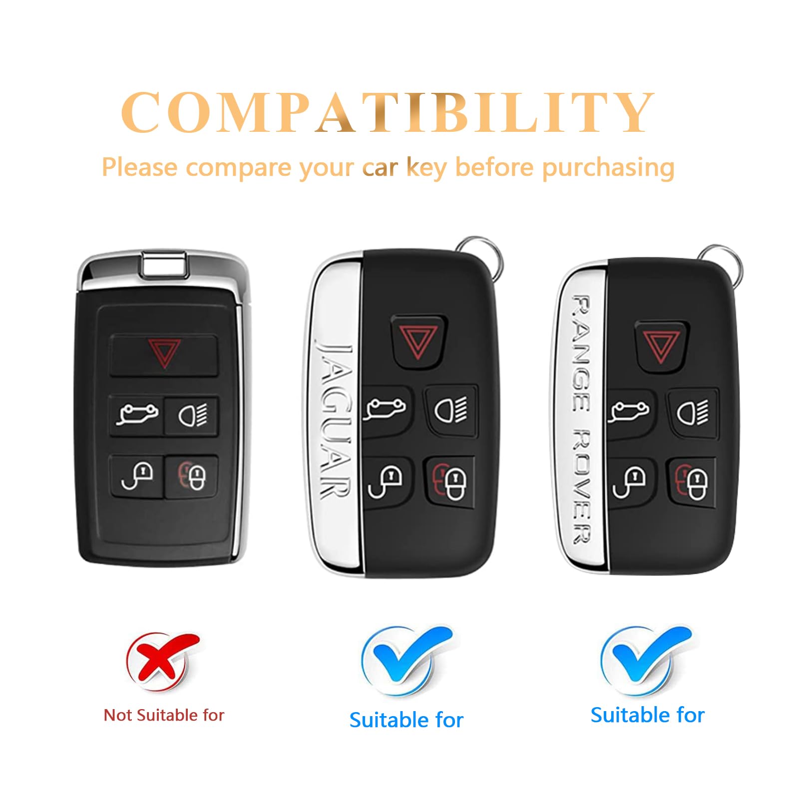 OFFCURVE Car Key Case Suitable for Land Rover BLand Rover Defender Discovery Freelander Range Rover Sport Evoque Velar Jaguar XE XF XJ F-Pace F-Type