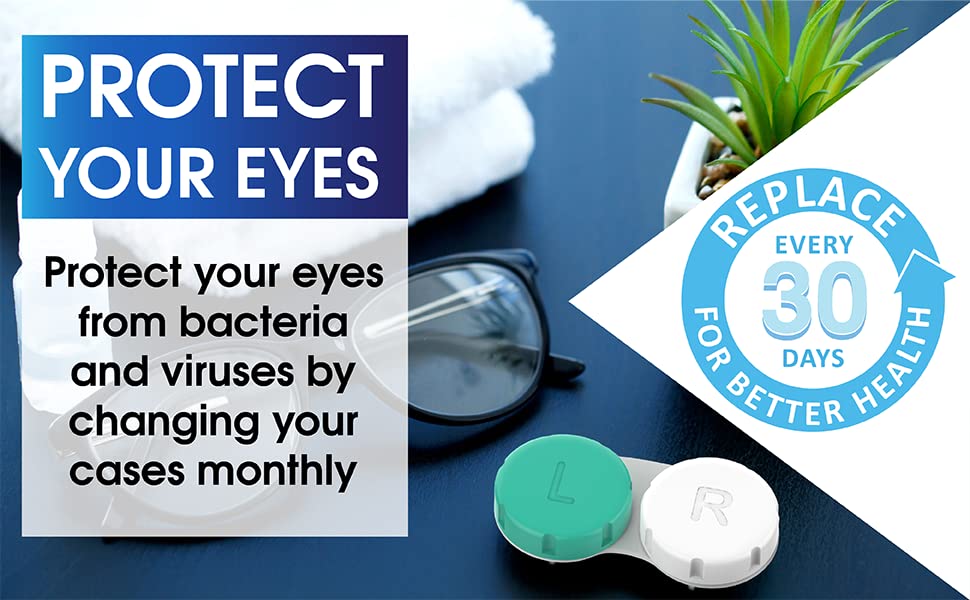 Contact Lens Cases 12 Pack. One Year Supply. Protect Your Eyes by Changing Your Contact Lens Case Monthly