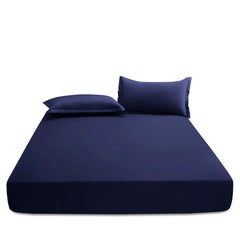 EV DEKOR®MF0001 Fitted Sheet Single, Navy - Deep Pocket Bedsheet 10inch (25 cm) - Soft Brushed Microfiber Fabric - Shrinkage and Fade Resistant - Bottom Sheet - Double Bed Fitted Sheets