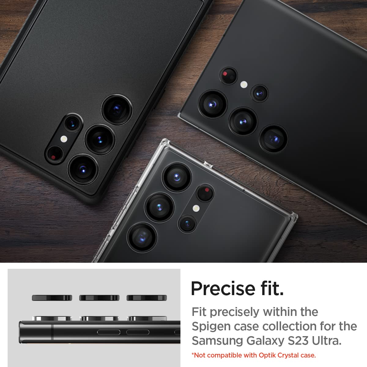 Spigen 2 Pack Glas.tR Optik Pro EZ Fit Tempered Glass Camera Lens Protector for Samsung Galaxy S23 Ultra (Black)