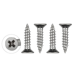 WELLOCKS Screws Set 50PCS 304 Stainless Steel, M4 x 16mm Self Tapping Screws Assortment Set, Flat Head Rust Proof Wood Screw Kit for Homemade, Repair, Woodwork Indoor Outdoor (D034416)