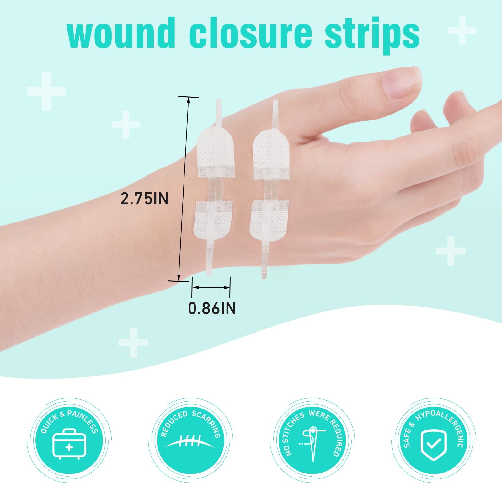 AUSLKA Wound Closure Strips - 6 Pcs Butterfly Bandages for Wound Closure - Zip Stitch Wound Closure Strips - Skin Closure Strips - Emergency Laceration Closure Kit - Outdoor Home Work