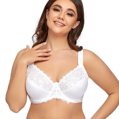 Ayigedu UK Women's Underwire Bra Non Padded Plus Size Full Coverage Minimizer Bras 36-F White