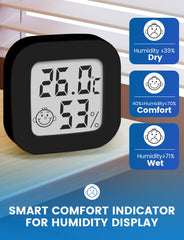 Mini Room Thermometer Digital Hygrometer Thermometer Indoor LCD Temperature and Humidity Monitor for Home, Office, Bedroom, Baby Room, Warehouse, Cellar, Car (black-2)