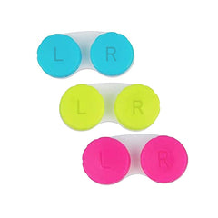 3 Pack Contact Lens Cases Holder Box Left/Right Eyes - 3 Colours