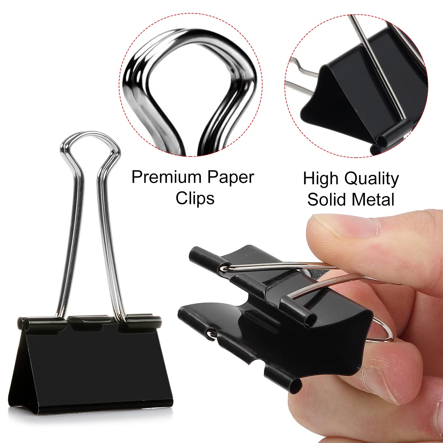 42Pcs Bulldog Clips 25mm Binder Clips Metal Foldback Clips Middle Swallowtail Clip File Money Papper Stationary Clamps for Office School Home Kitchen Shops