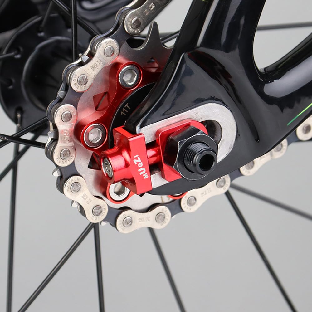 Saipor 2pcs Bicycle Chain Tensioner Adjuster Aluminum Alloy Chain Fastener for BMX Fixie Bike Single Speed Bicycle, Red