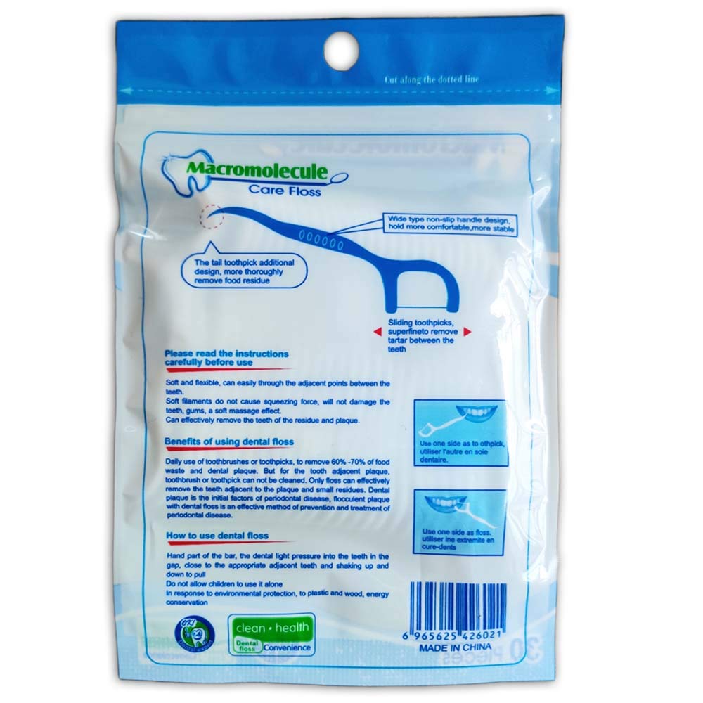 HouChanges Floss Sticks Dental Floss Picks Complete Clean,2 in 1 Dental Toothpick Polyethylene Resistant Dental, Cardamom（30Pcs）