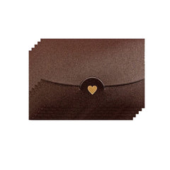 Mini Envelopes, 50 Pieces Mini Gift Card Envelopes, Brown Mini Envelope, with Heart Clasp, for Invitations, Postcard,Wedding, DIY Gift Cards, Christmas Valentine's Day(Brown)