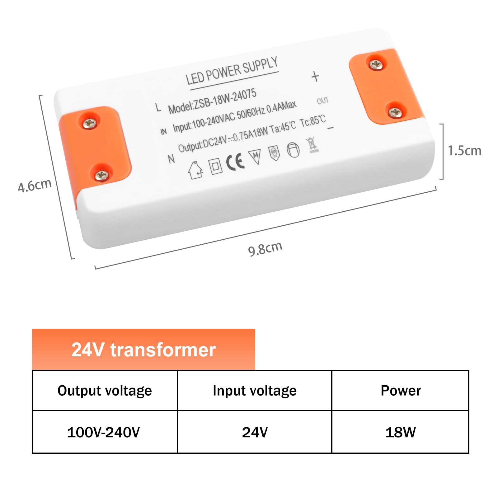 led driver 24v 0.75a 18w, 24v led driver, 240v to 24v transformer, Constant Voltage Driver Adapter, 24v driver, led transformer 0.75a 18w for G4 GU5.3 MR11 MR16 LED Strips Light 24v power supply