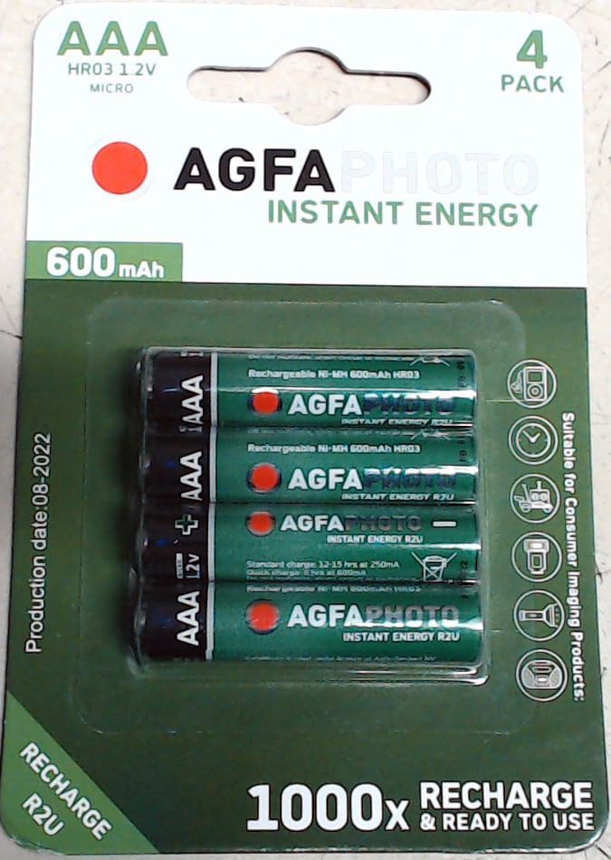 4 x AGFA AAA NiMh Cordless Telephone Rechargeable Batteries-Binatone, BT (inc Diverse, Studio, Graphite, etc–NOT SYNERGY), Doro, iDect, MagicBox, Panasonic, Philips, Siemens