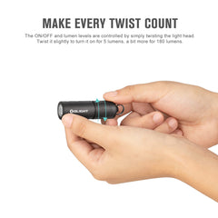 OLIGHT iMorse I1R 2 Pro Keychain Flashlight max 180 lumens, Mini EDC Handheld Torch, Powered by Built-in Rechargeable Battery with Type-C USB Cable for Everyday Carry（Gunmetal Grey）