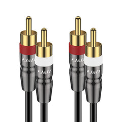 J&D 2 RCA to 2 RCA Cable, Copper Shell Gold-Plated 2RCA Male to 2RCA Male Cable Stereo Audio RCA Cable, 0.9 Meter