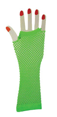 The Glowhouse 80s Neon Fishnet Gloves Short and Long Vibrant Colours (Long Green)