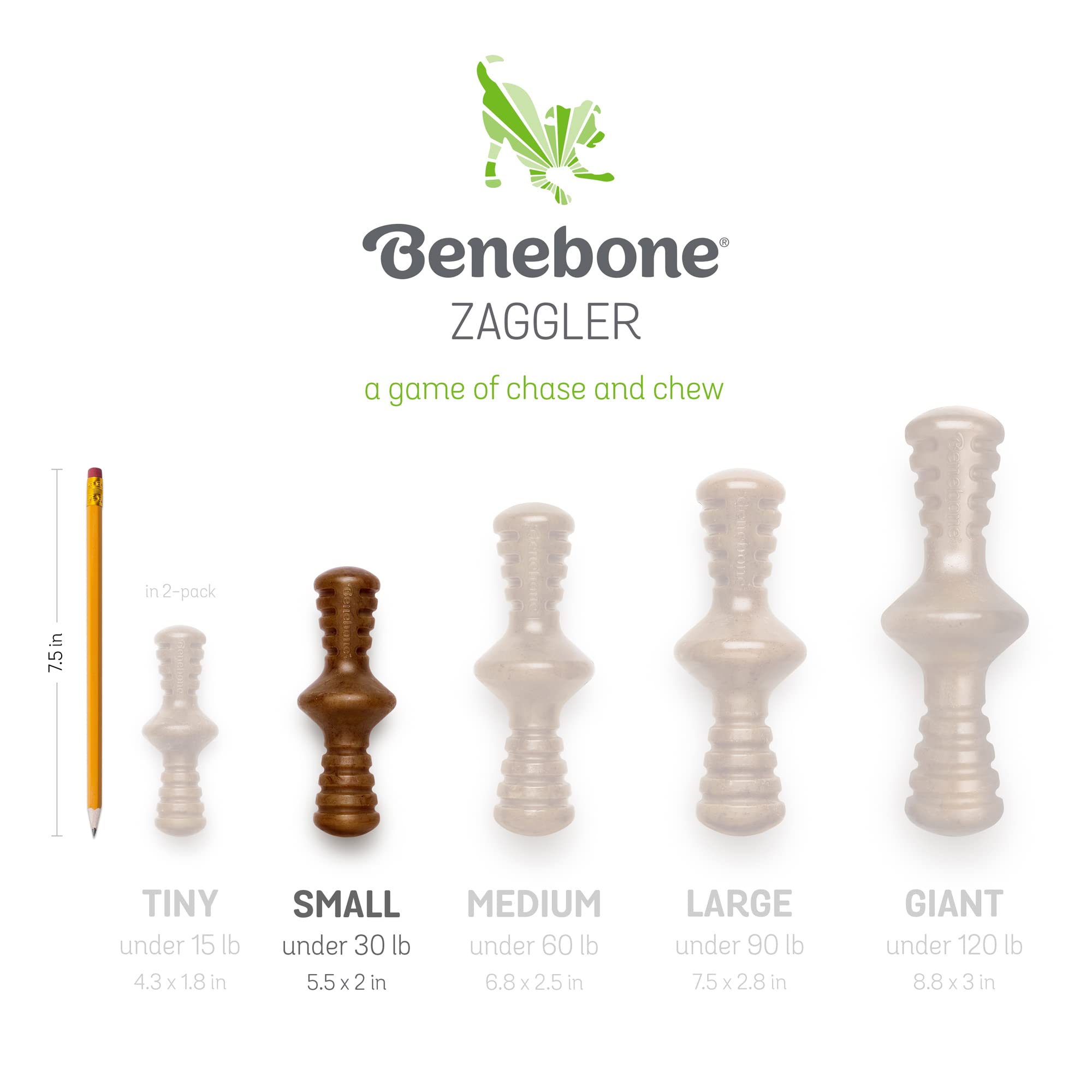 Benebone 2-Pack Indestructible Maplestick/Zaggler for Aggressive Chewers, Long Lasting Tough Boredom Breaker for Dogs, Real Bacon and Maple Wood Flavour, For Small Dogs, Made in the USA.