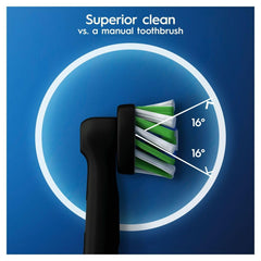 Oral-B Cross Action Electric Toothbrush Head with CleanMaximiser Technology, Angled Bristles for Deeper Plaque Removal, Pack of 12 Toothbrush Heads, Recyclable Carton, Suitable for Mailbox, Black