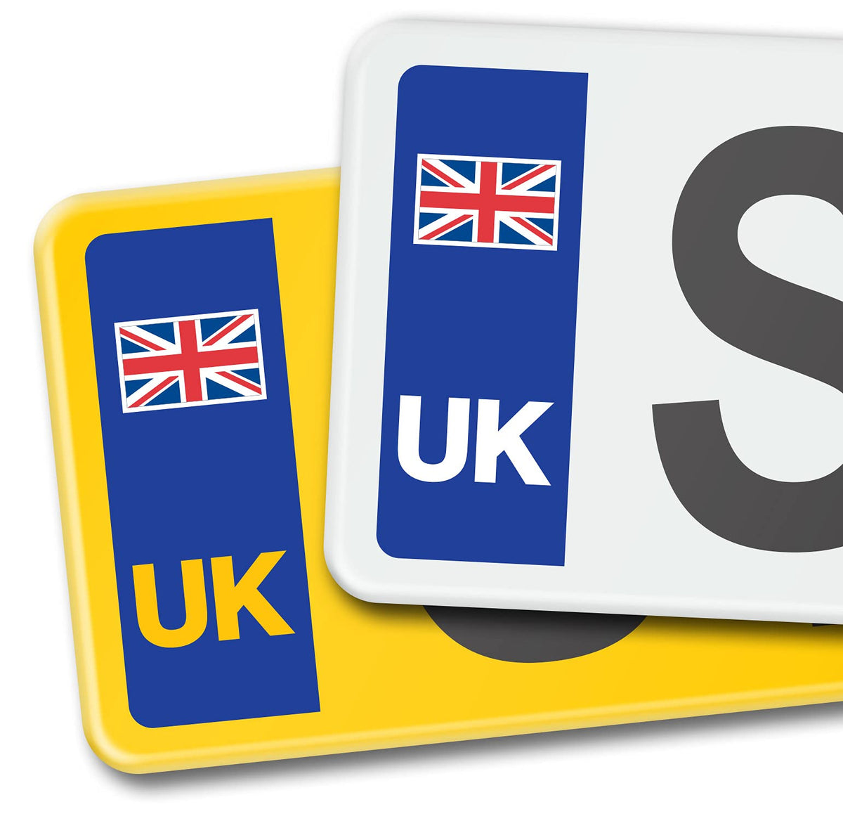 Signs247 Car Number Plate Vinyl Stickers - Durable UK Union Jack Flag and United Kingdom EU Design - Ideal UK Number Plate Stickers For Europe Travel - Weather Resistant, Easy-to-Apply Decals