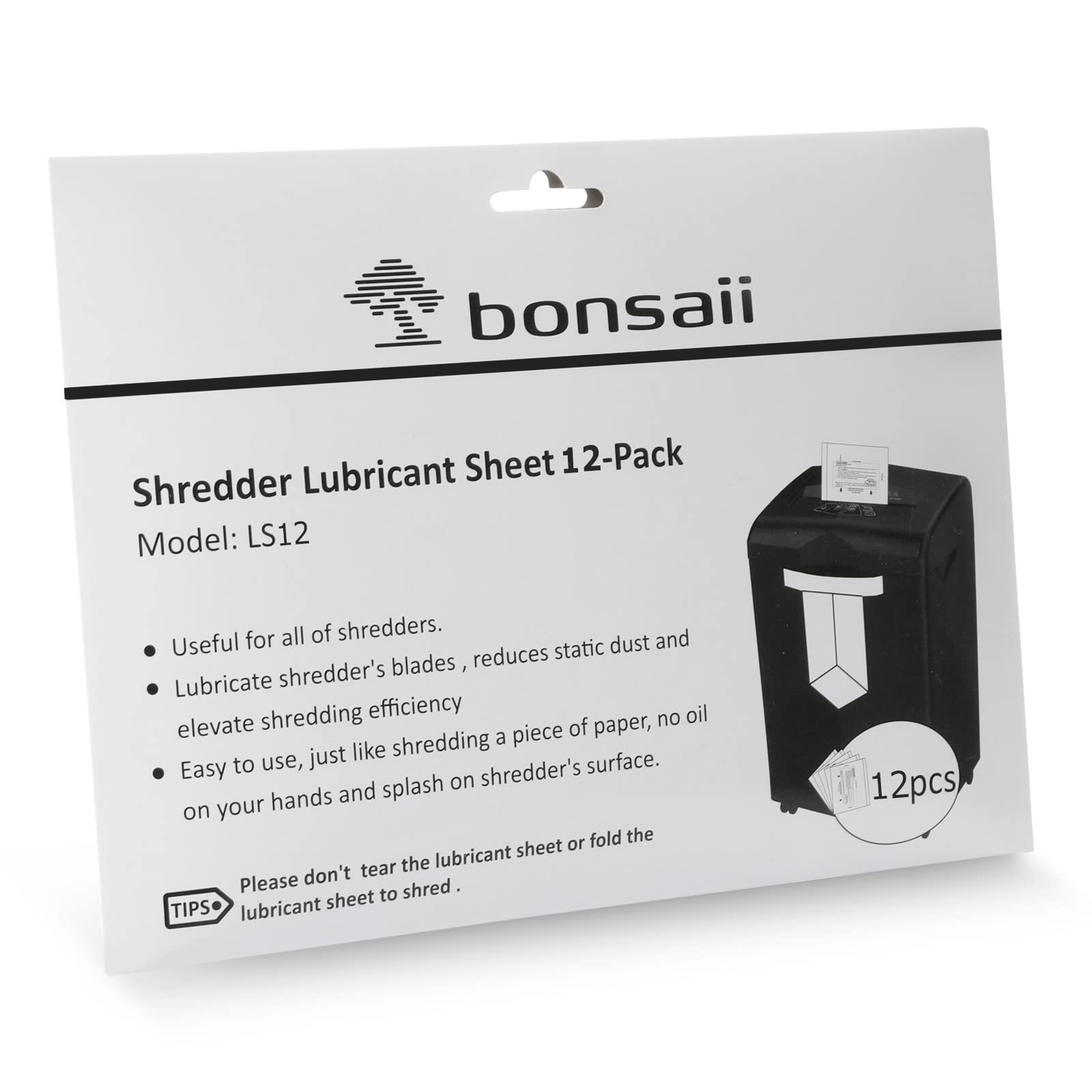 Bonsaii Paper Shredder Lubricant Sheets - Pack of 12