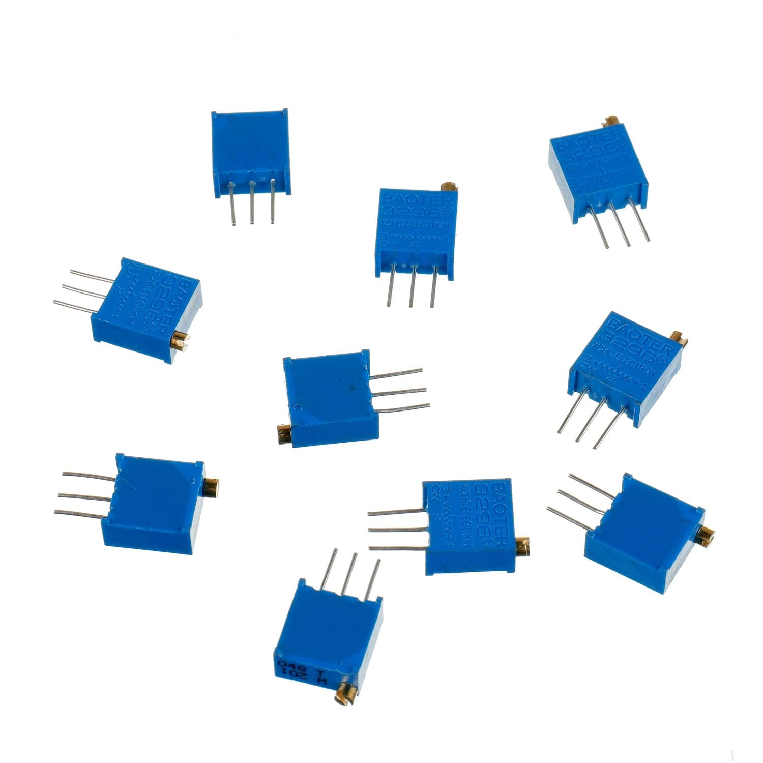 HUAREW 12 Values 60 Pcs 3296W Multiturn Trimmer Potentiometer 100-500 K Ohm Blue 3296 Top Adjustment Variable Resistor Assortment Kit