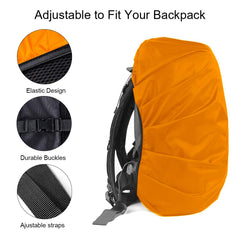 Lively Life Waterproof Backpack Rain Cover, Reflective Rucksack Cover [2pcs L 41-55L] Waterproof Snowproof Backpack Rain Cover for Hiking Camping Cycling Orange Black