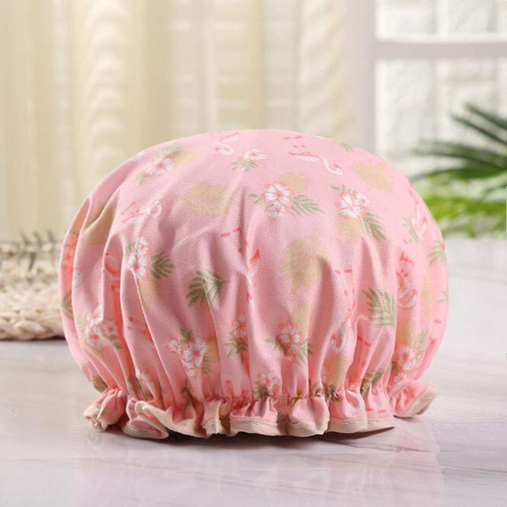 2 Pcs Bath Caps Elastic Band Double Layers Waterproof Shower Caps With Ruffled Edge Covering Ears Keeping Hair Dry Kitchen Oil-proof Cap for Girls and Women