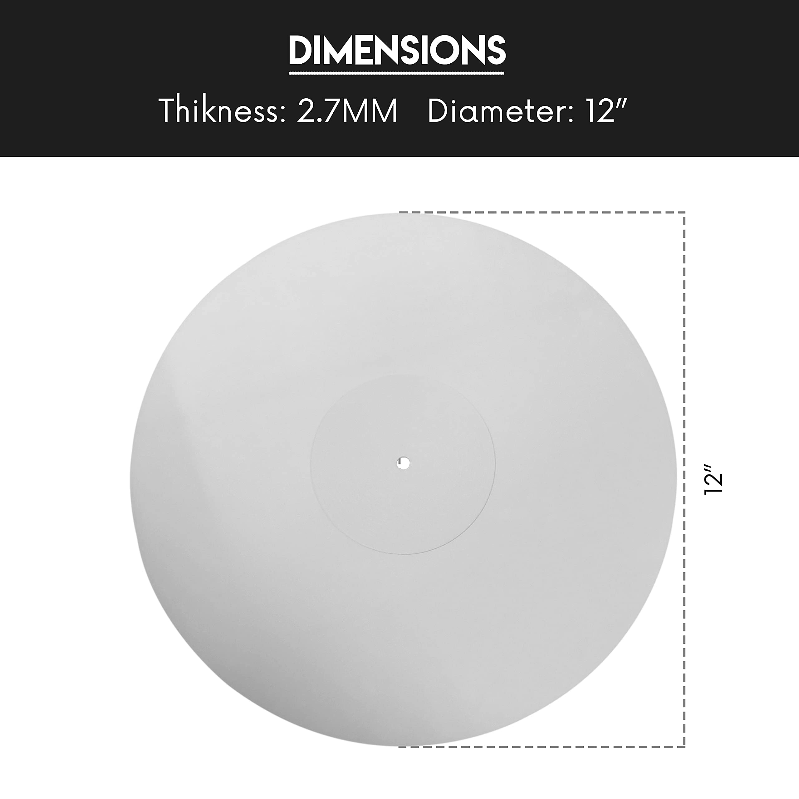 MSDEE Acrylic Turntable Slipmat Pad for Vinyl LP Record Player – 2.7mm Thickness Provides Smooth Sound Quality – Anti Vibration Platter Mat for All Vinyl LP’s (White)