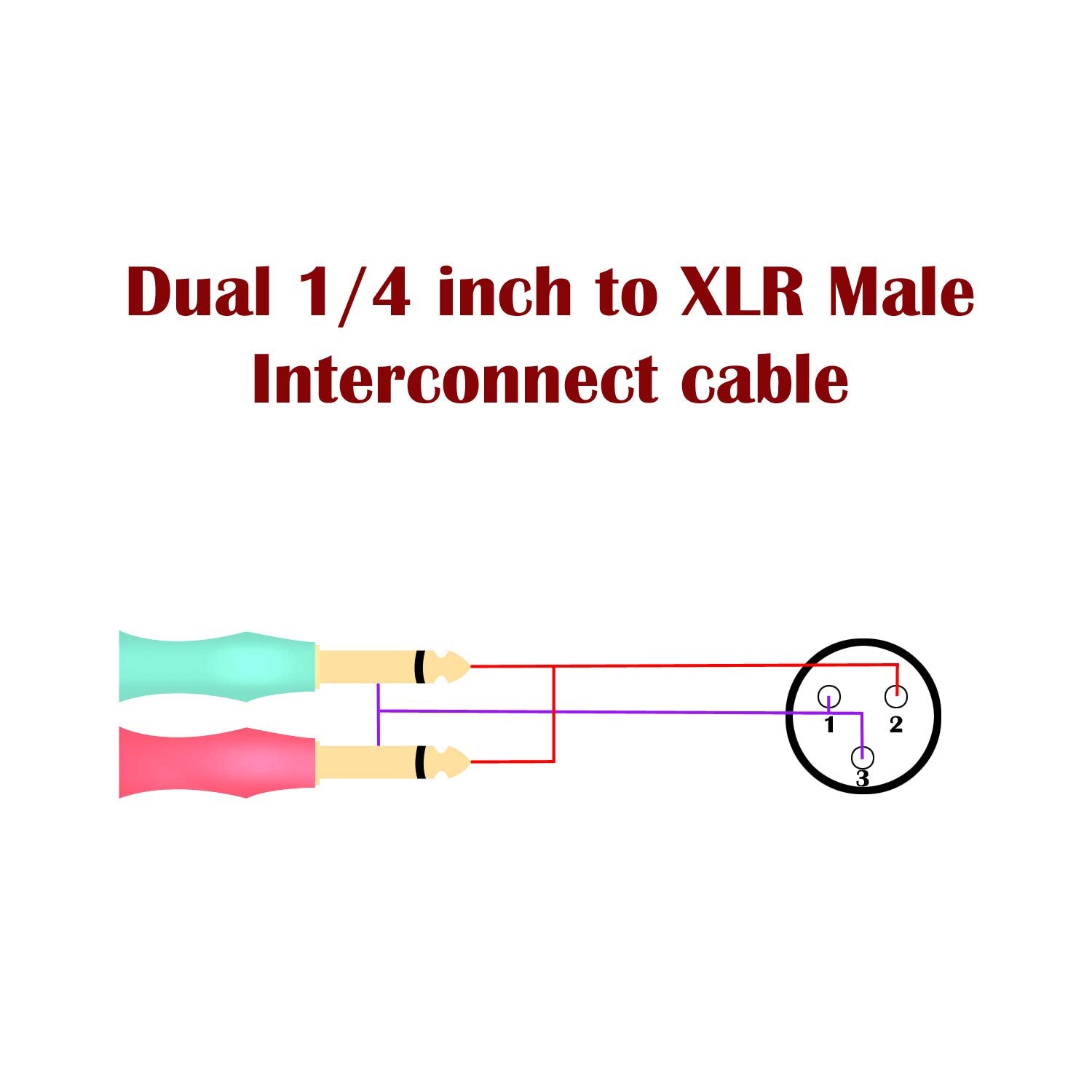 SiYear 10FT XLR 3 Pin Male to Double 6.35mm 1/4 inches TS male Y Splitter Cable, Dual Mono Male (1/4 inch) 6.35mm to XLR Male Plug Stereo Microphone Audio Converter Adapter Cable(10Feet)