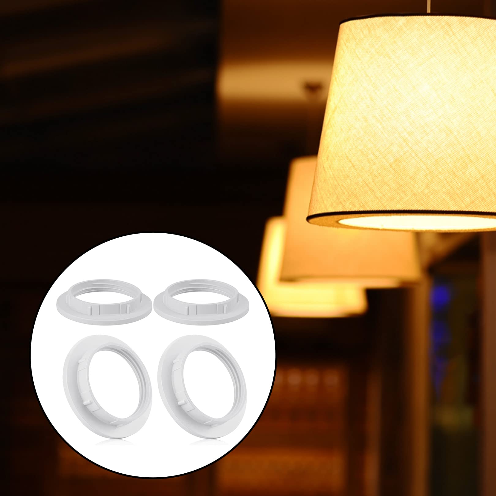 4pcs Lamp Shade Reducer Ring E14 Converter,E14 Lamp Shade Adaptor Rings Light Shade Reducer Ring,Lampshade Ring Converter,Light Fitting Lampshade Washer Adaptor Converter for Light Fixture(White)