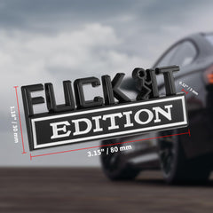 Huiguli Fuck it Car Emblem,Car Exterior Emblems Badge 3D Sticker Decal, Fuck-IT Edition Emblem 3D Fender Badge Decal, 3D Fender Badge Decal Car Truck Replacement, Fit for All Cars (Black/White)