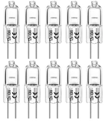 Halogen Bulb G4 10 Watt 120lm Bi-Pin Bulb (10 Pack) 12 Volt A/C or D/C for Under Cabinet Puck Light, Track Lighting, 2 Pin JC Warm White 2700K Dimmable